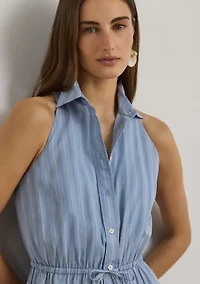 Women's Striped Broadcloth Tiered Shirtdress