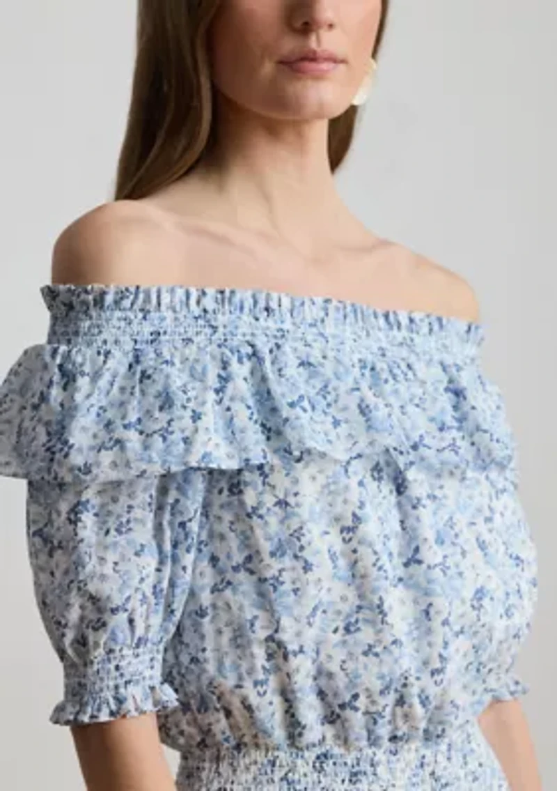 Women's Floral Voile Off-the-Shoulder Dress