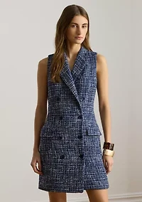 Double-Breasted Bouclé Sleeveless Dress