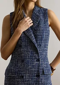 Double-Breasted Bouclé Sleeveless Dress