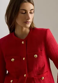 Linen Herringbone Cropped Jacket