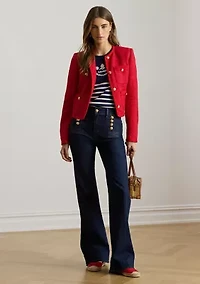 Linen Herringbone Cropped Jacket