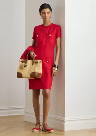 Linen Herringbone Shift Dress