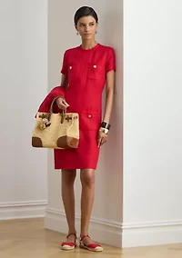 Linen Herringbone Shift Dress