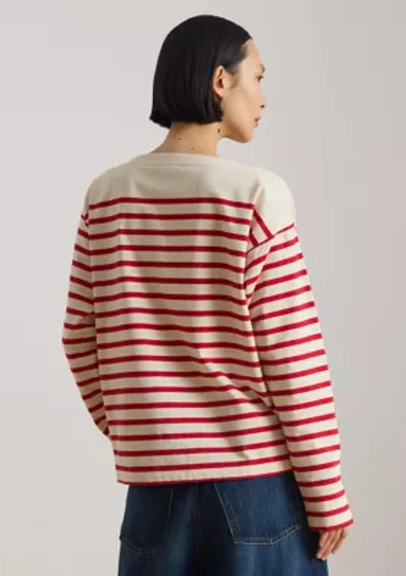 Striped Jersey Boatneck Top