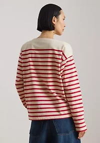 Striped Jersey Boatneck Top