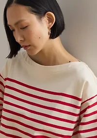 Striped Jersey Boatneck Top