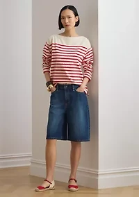 Striped Jersey Boatneck Top