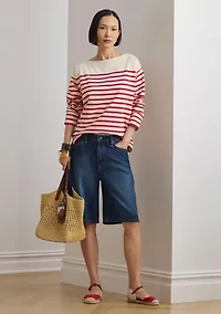 Striped Jersey Boatneck Top