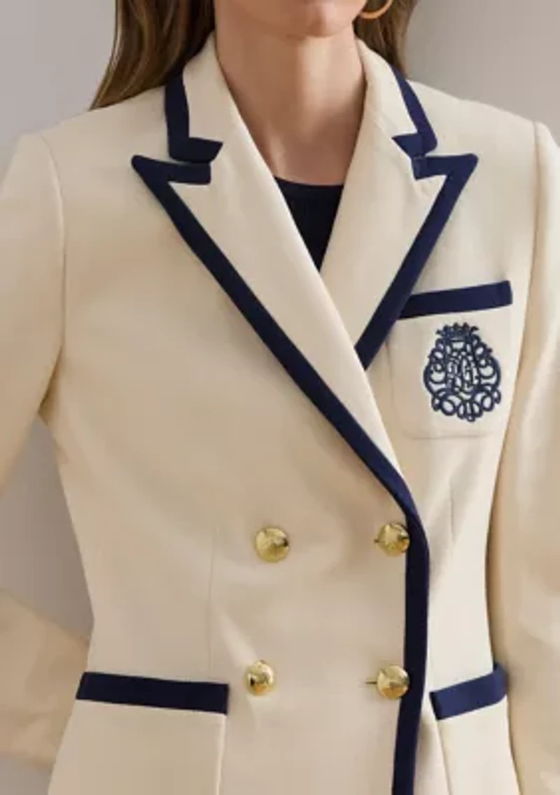 Two-Tone Double-Breasted Piqué Blazer