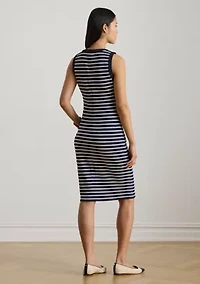 Women's Striped Snap-Trim Ponte Sheath Dress