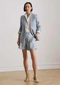 Women's Foiled Basket-Weave Linen-Cotton Blazer