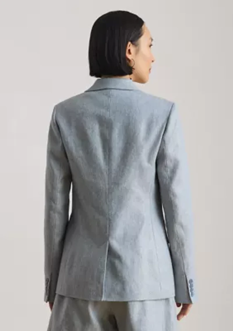 Women's Foiled Basket-Weave Linen-Cotton Blazer