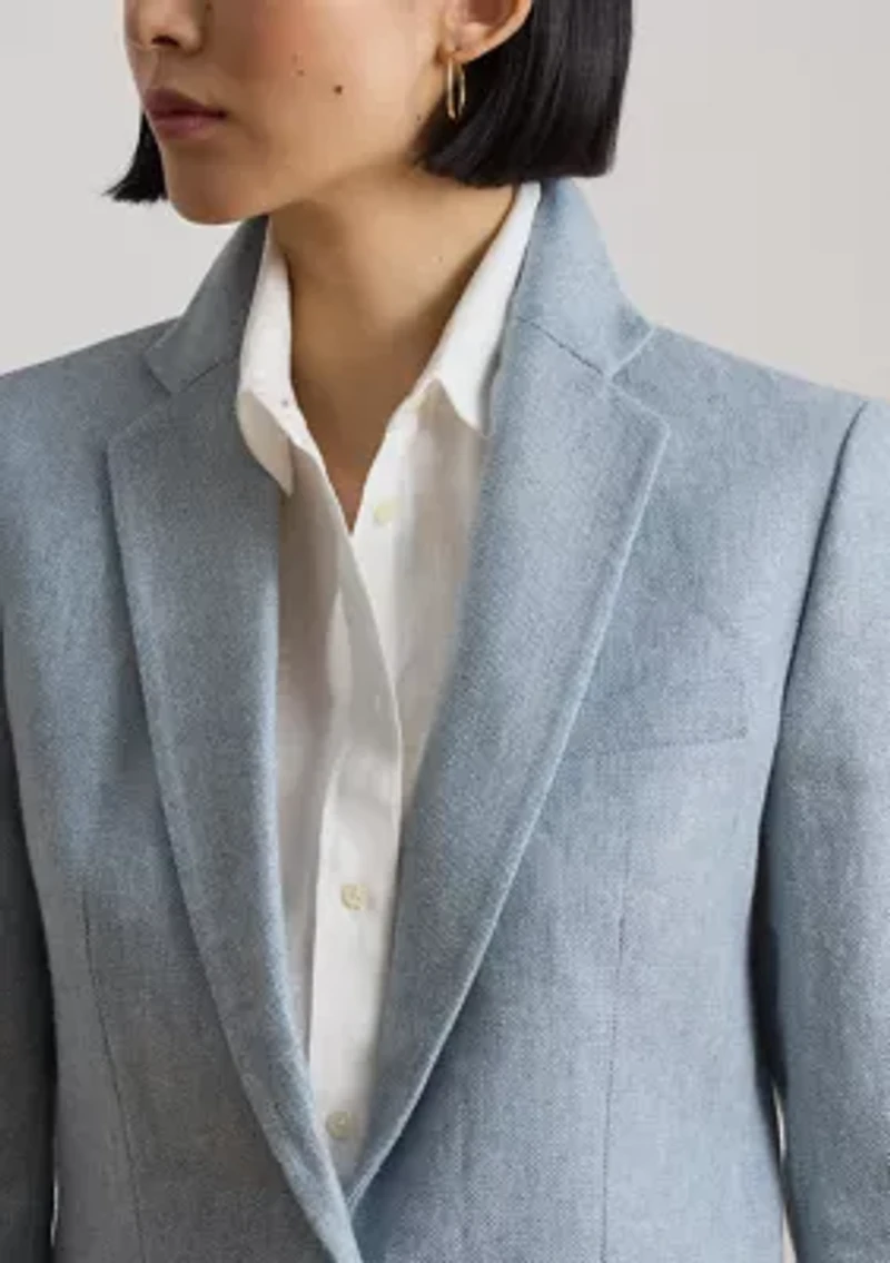 Women's Foiled Basket-Weave Linen-Cotton Blazer