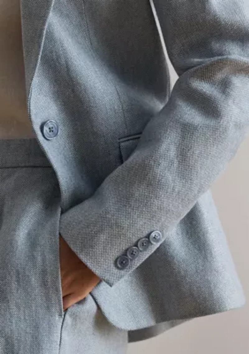Women's Foiled Basket-Weave Linen-Cotton Blazer