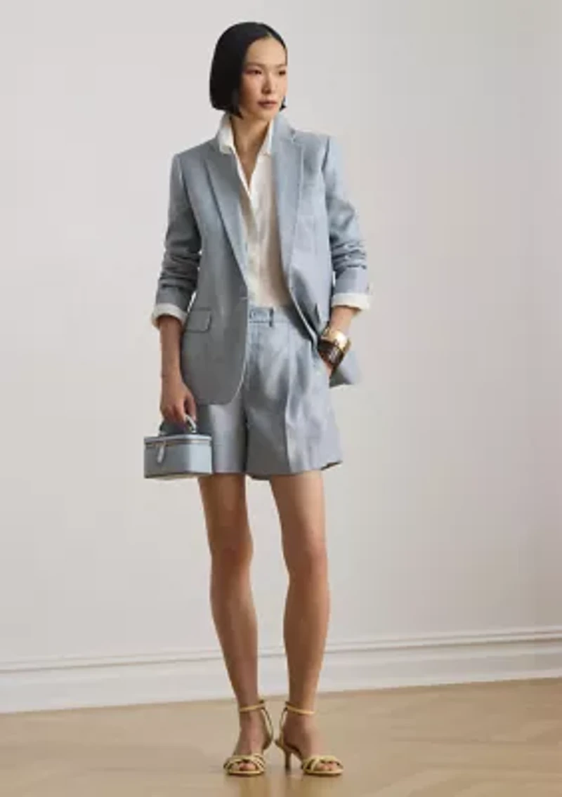 Women's Foiled Basket-Weave Linen-Cotton Blazer