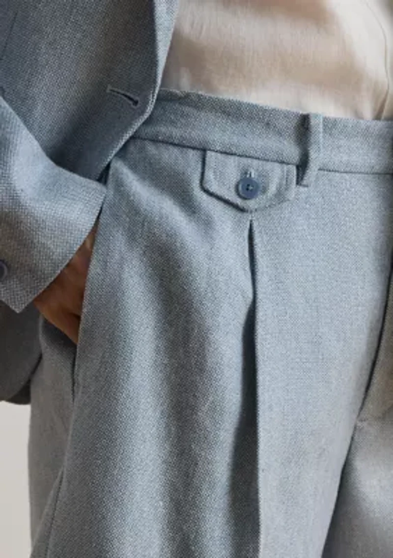Pleated Foiled Wide-Leg Shorts