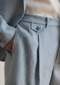 Pleated Foiled Wide-Leg Shorts