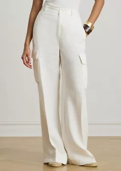 Linen Wide-Leg Cargo Pants