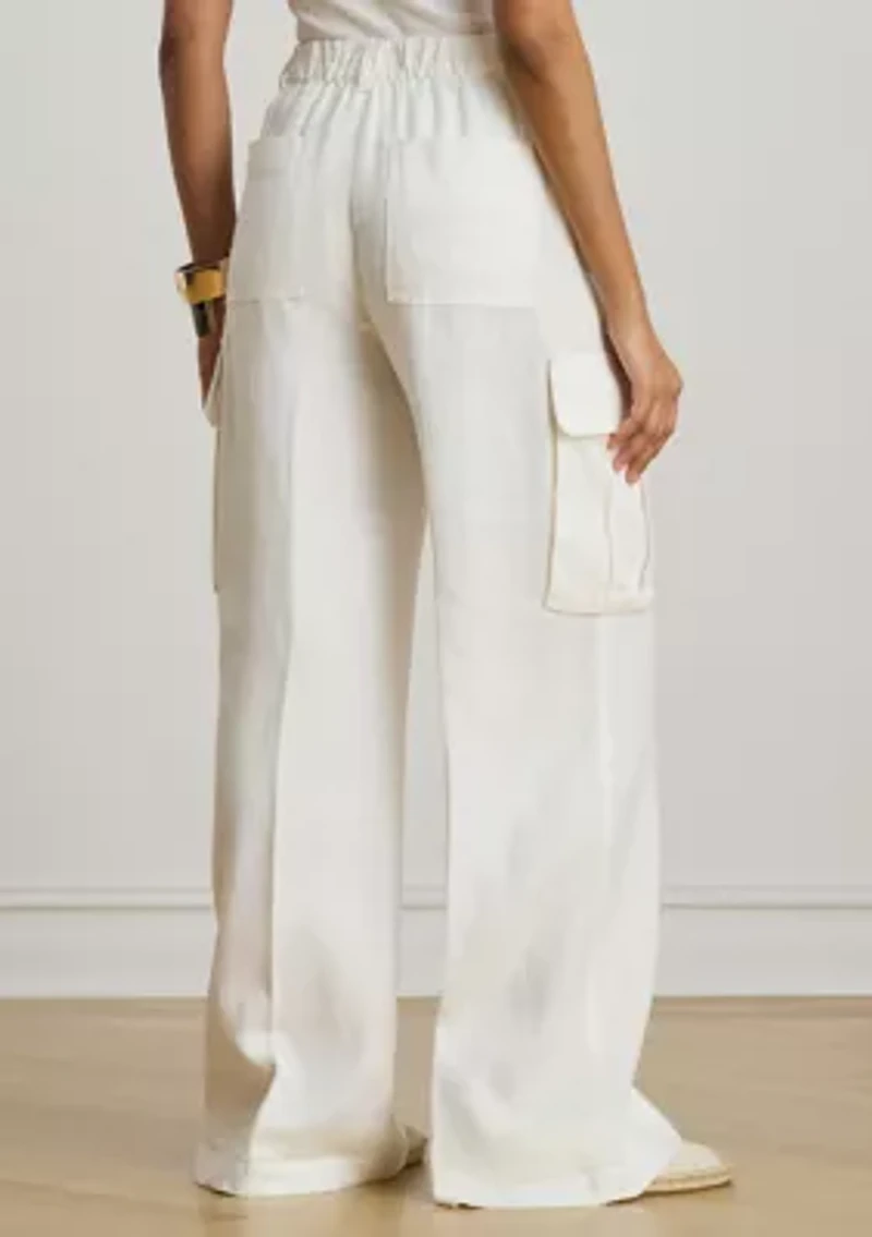 Linen Wide-Leg Cargo Pants