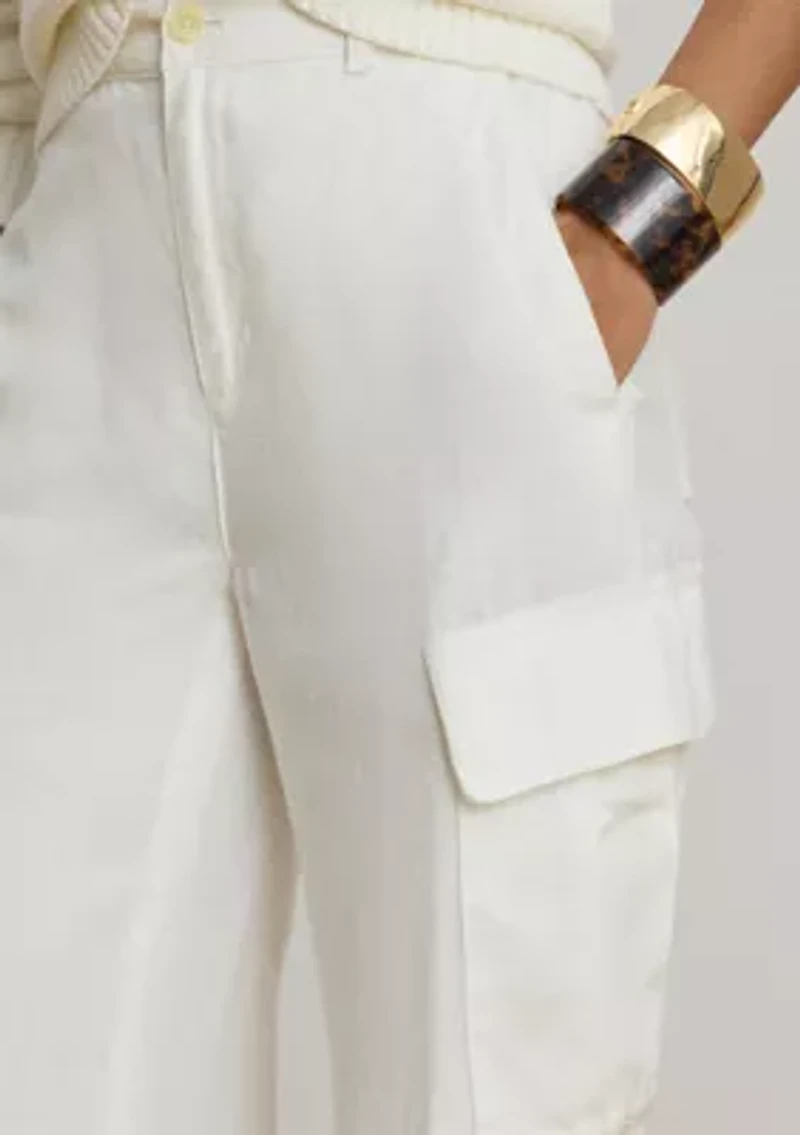 Linen Wide-Leg Cargo Pants
