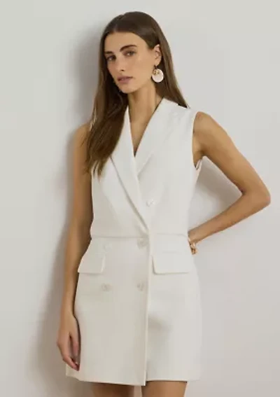 Double-Breasted Piqué Sleeveless Romper
