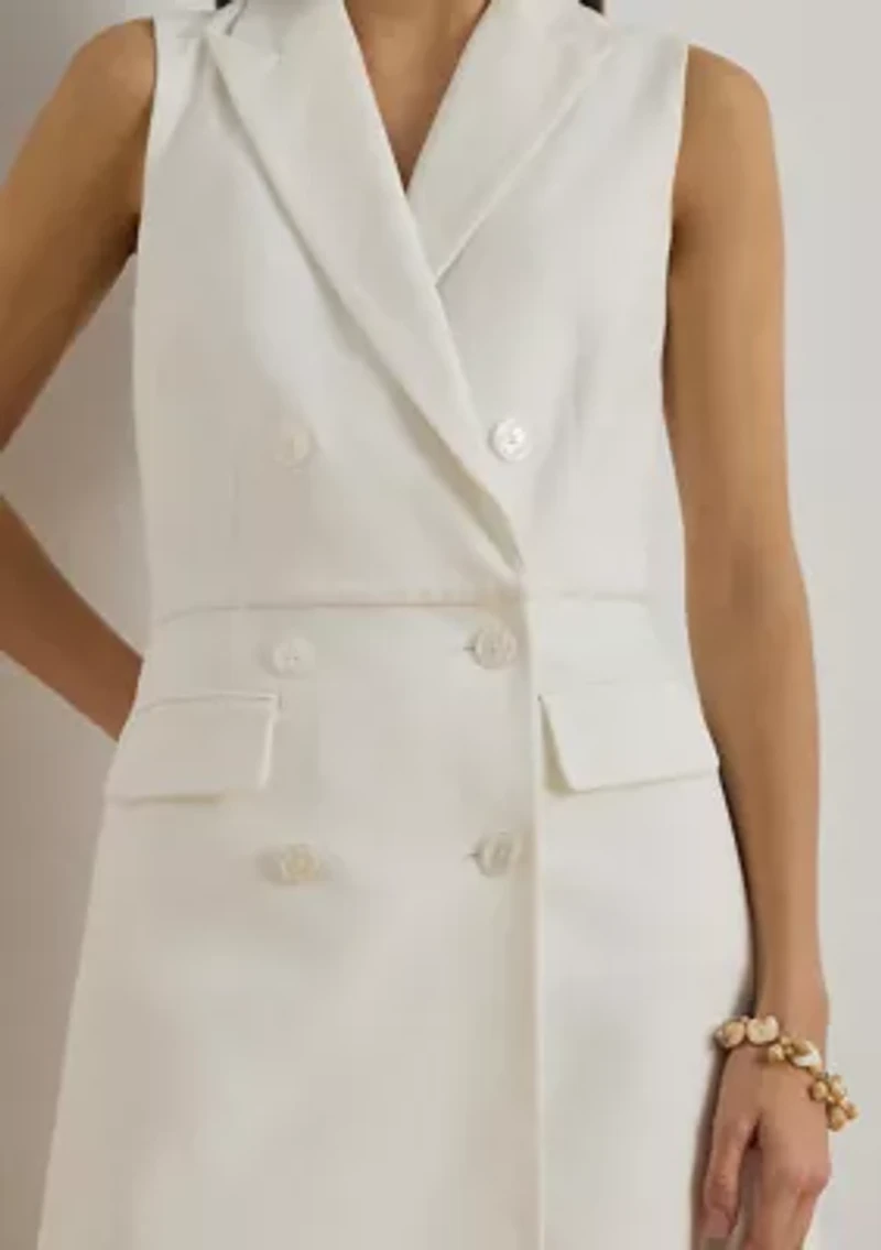 Double-Breasted Piqué Sleeveless Romper