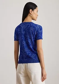 Paisley Short-Sleeve Sweater