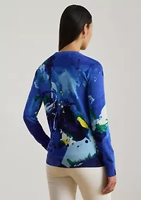 Abstract-Motif Cotton-Blend Sweater