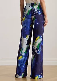 Abstract-Print Crepe Wide-Leg Pants