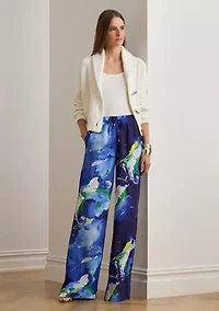 Abstract-Print Crepe Wide-Leg Pants