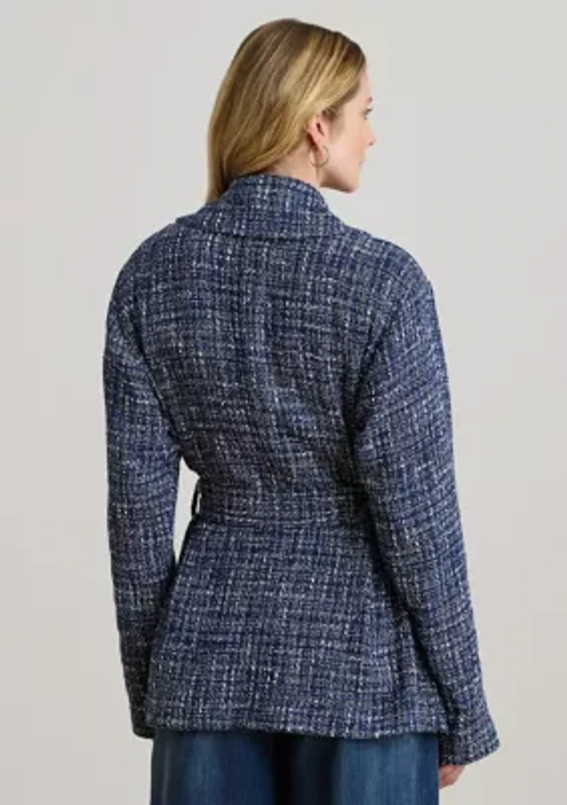 Cotton-Blend Bouclé Wrap Coat