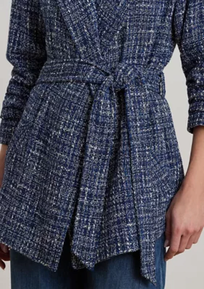 Cotton-Blend Bouclé Wrap Coat