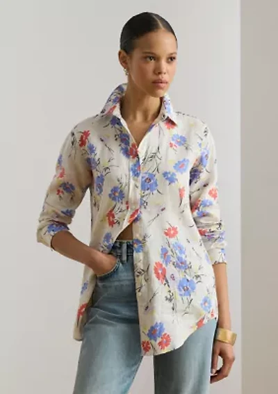 Relaxed Fit Floral Linen Shirt