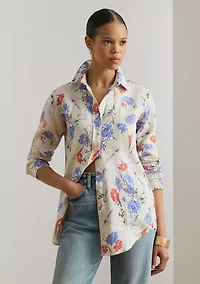 Relaxed Fit Floral Linen Shirt