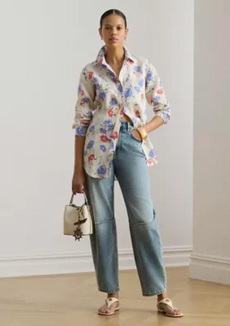 Relaxed Fit Floral Linen Shirt