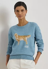 Women's Intarsia-Knit Golden Retriever Sweater