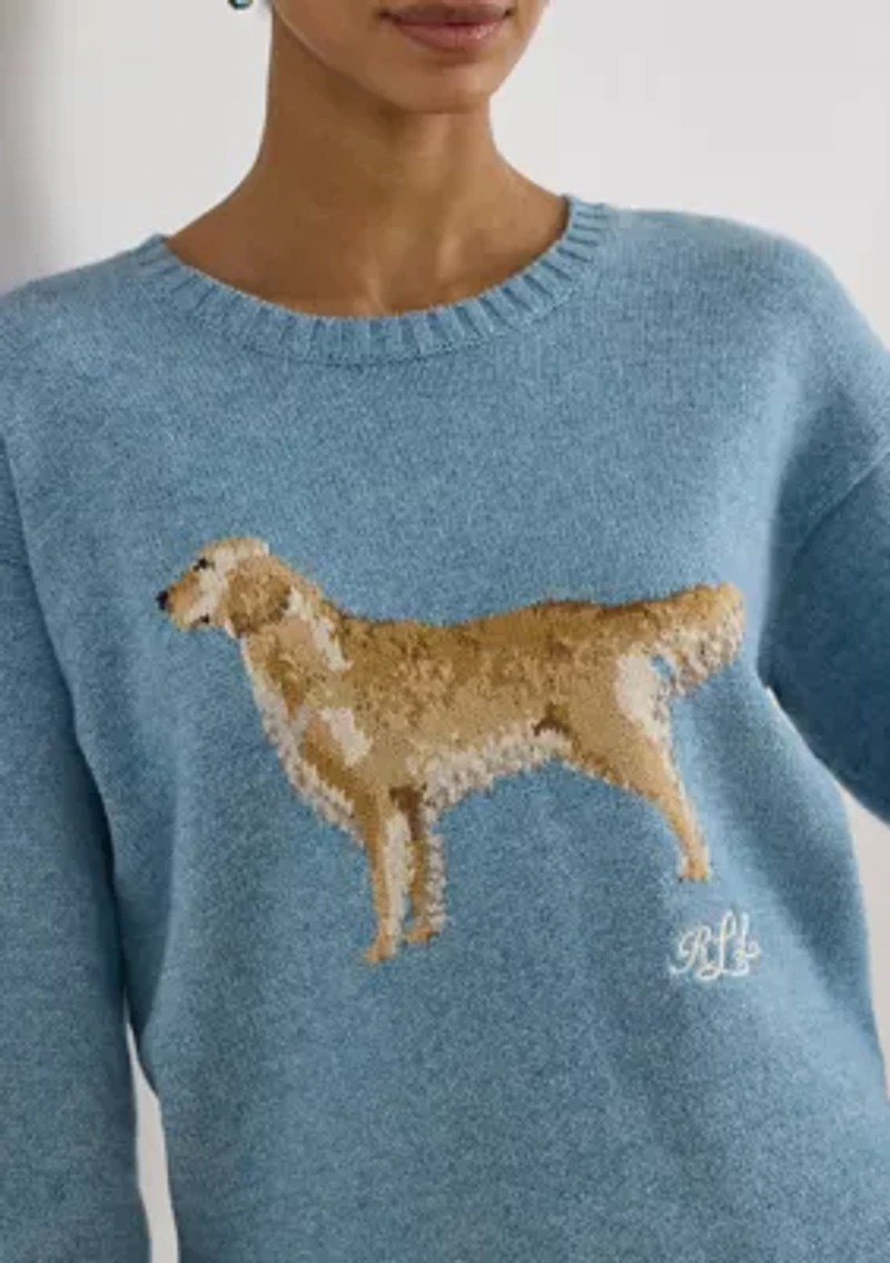 Women's Intarsia-Knit Golden Retriever Sweater