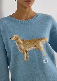 Women's Intarsia-Knit Golden Retriever Sweater
