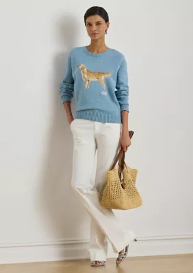 Women's Intarsia-Knit Golden Retriever Sweater