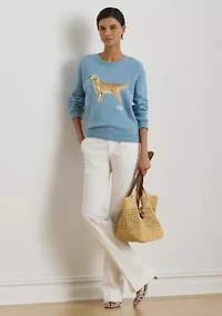 Women's Intarsia-Knit Golden Retriever Sweater