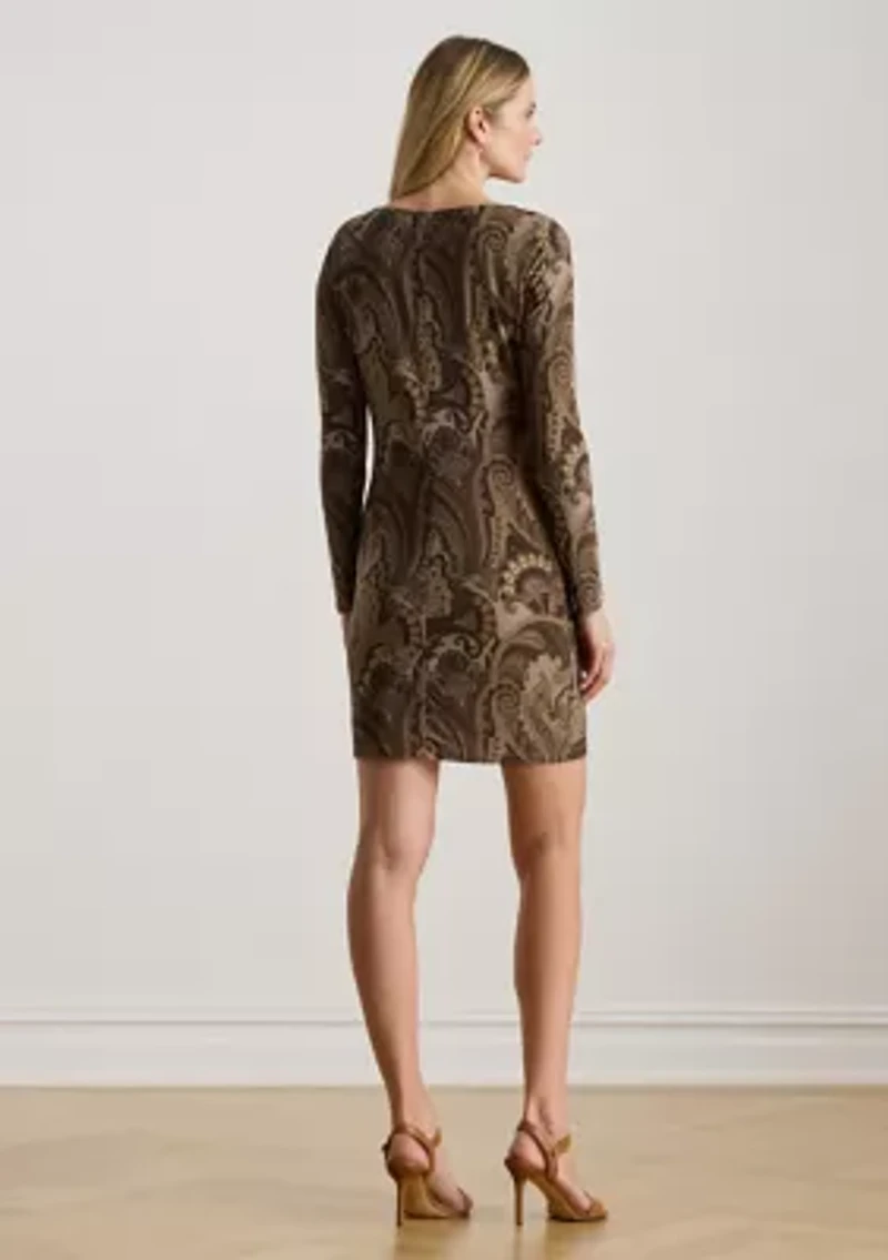 Women's Paisley Stretch Jersey Boatneck Dress