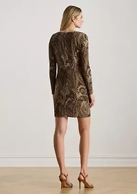 Women's Paisley Stretch Jersey Boatneck Dress