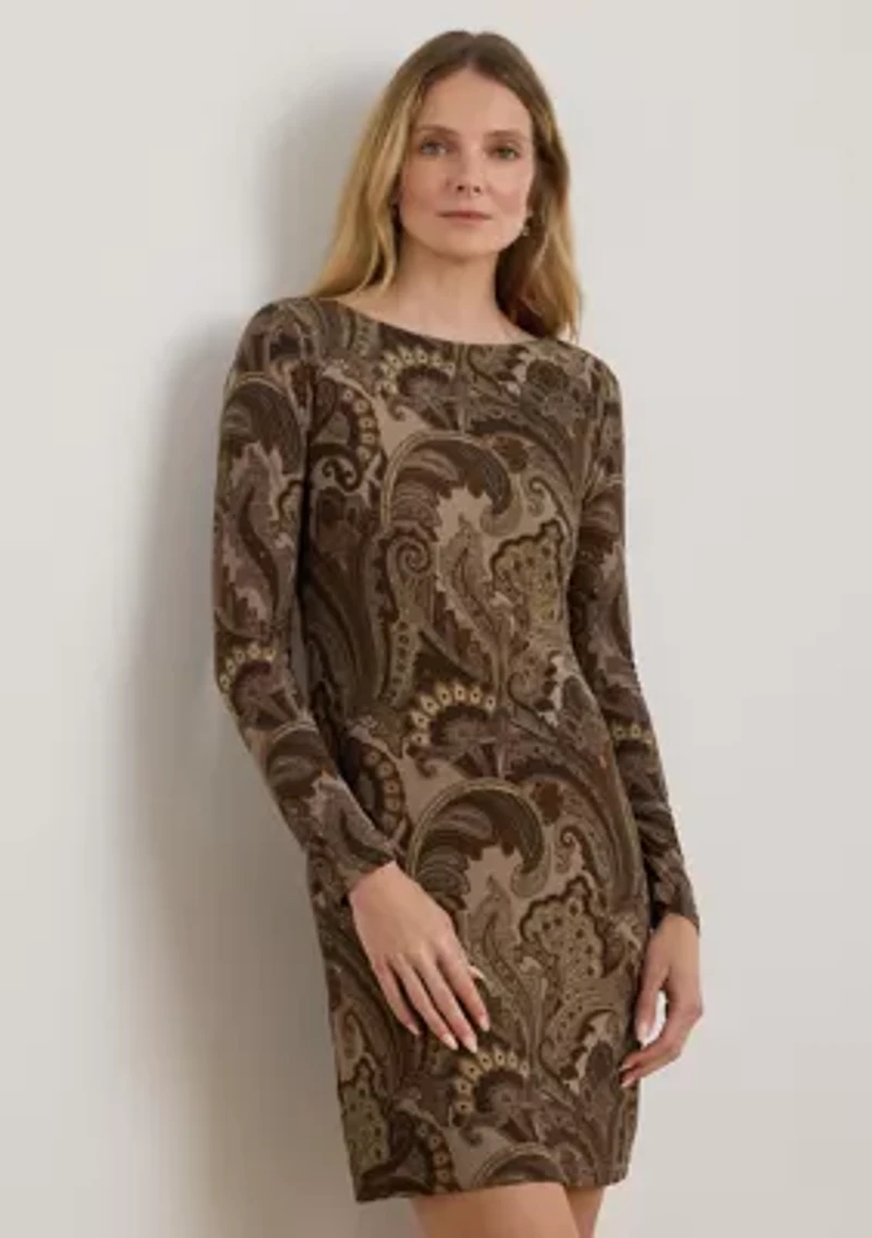 Women's Paisley Stretch Jersey Boatneck Dress