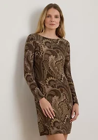 Women's Paisley Stretch Jersey Boatneck Dress