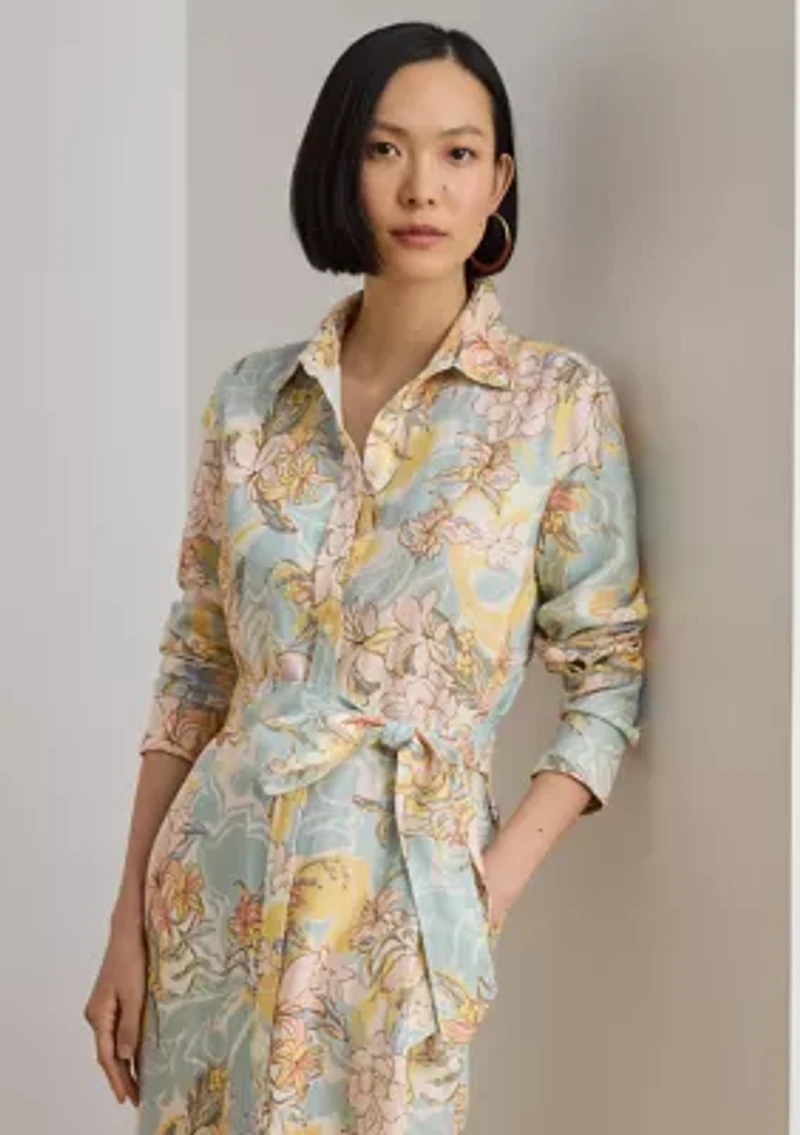 Floral Linen Shirtdress
