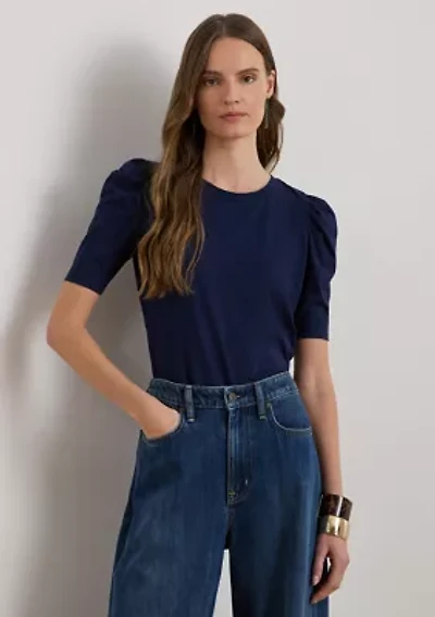Women's Slub Jersey Puff-Sleeve Top