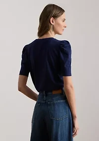 Women's Slub Jersey Puff-Sleeve Top