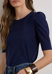 Women's Slub Jersey Puff-Sleeve Top