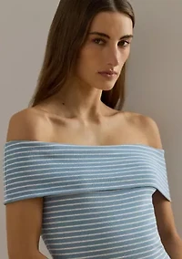 Women's Striped Off-the-Shoulder Midi Dress